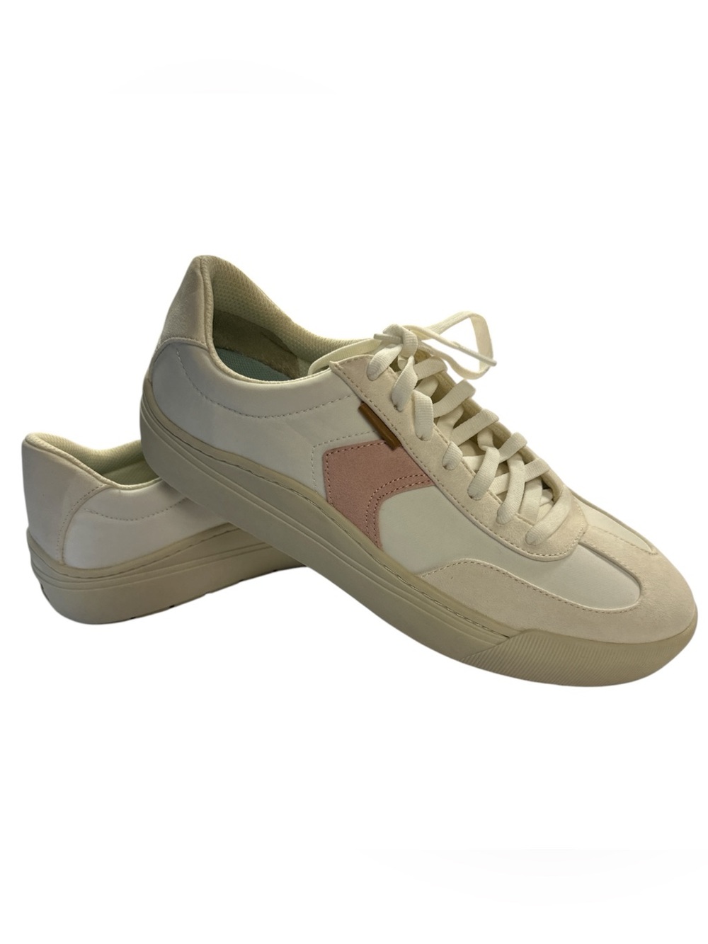 Dr. Scholl’s TIME OFF WIN Creamy White/Pink Suede Canvas Sneakers Size 11 - Picture 2 of 12